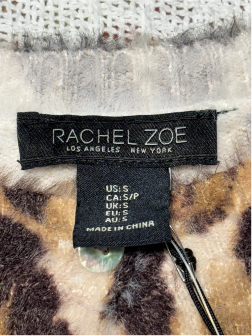 Rachel Zoe Leopard Print Soft & Cozy Fuzzy Button Down Cardigan Size Small NWT - Picture 5 of 7